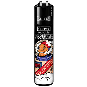 Clipper Classic Large Everyday Heroes Collection refillable lighter featuring Mr. Universe