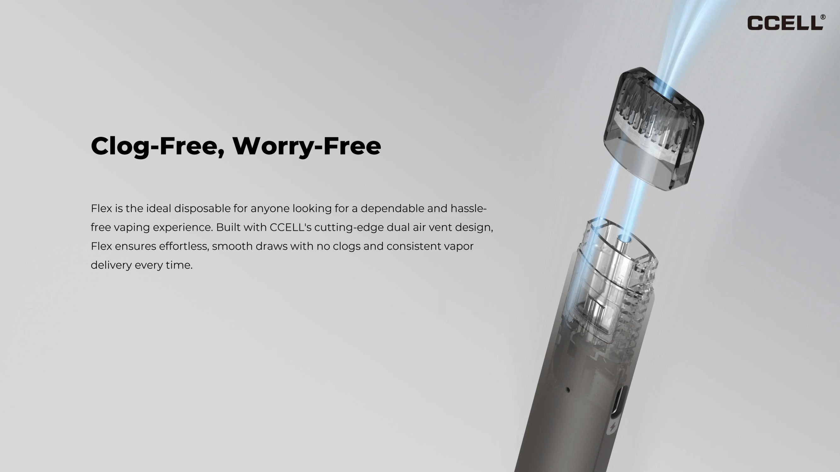 CCELL® Flex empty disposable -  0.5ml, 1ml, 1.5ml, and 2ml capacities clog free