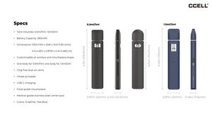 CCELL® Flex empty disposable -  0.5ml, 1ml, 1.5ml, and 2ml capacities specs