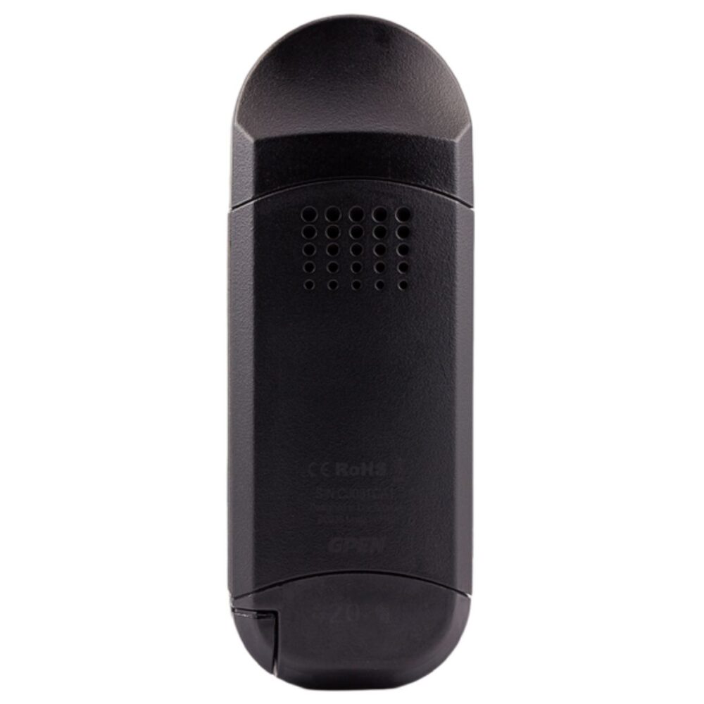 Rear view of black G Pen Dash II portable vaporizer