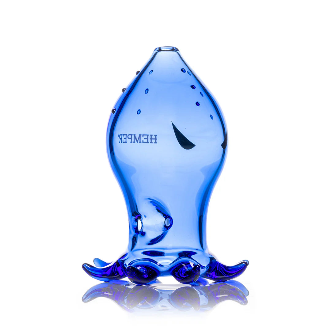 Kraken Handpipe – Blue Glass Novelty Pipe side view