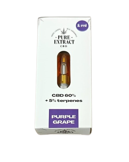 CBD cartridge - 60% CBD - 5% Terpenes - Purple Grape 1ml no background