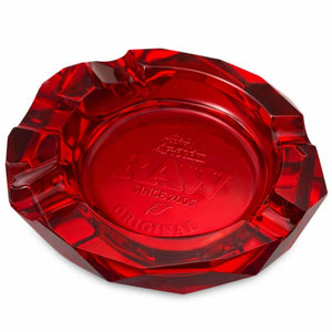 RAW ruby ashtray thick glass red premium ashtray RAW logo engraved heavy design