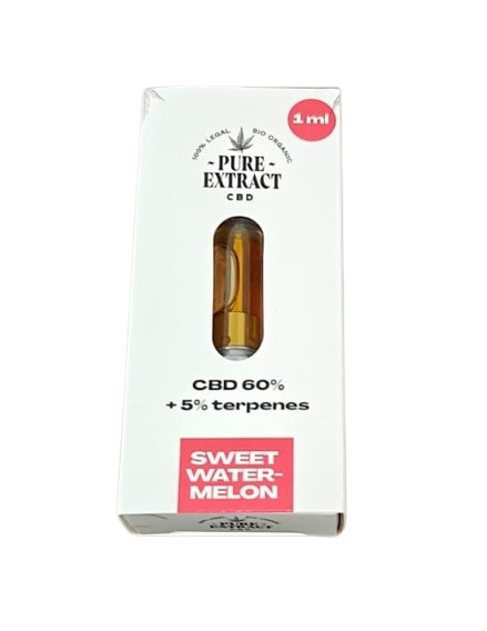 CBD cartridge - 60% CBD - 5% Terpenes - Sweet Watermelon 1ml no background