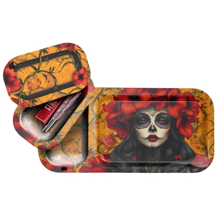 V-Syndicate Duotray Calavera rolling tray with removable stash tray
