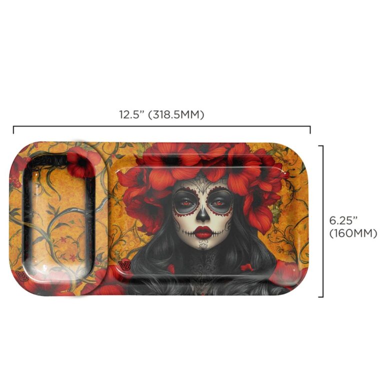 V-Syndicate Duotray Calavera rolling tray dimensions 32cm x 16cm