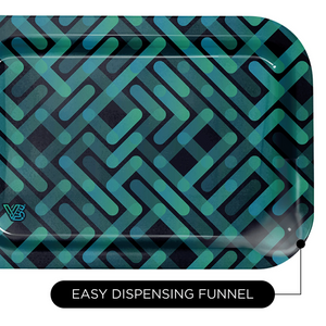 V-Syndicate Duotray Stacked metal rolling tray with removable stash tray with funnel feature