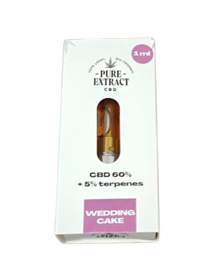 CBD cartridge - 60% CBD - 5% Terpenes - Wedding Cake 1ml no background