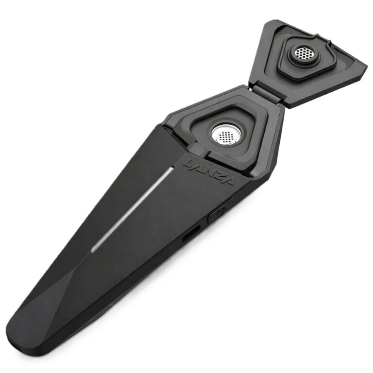 Xvape Lanza Dry Herb Vaporizer in Malta Black with oven open