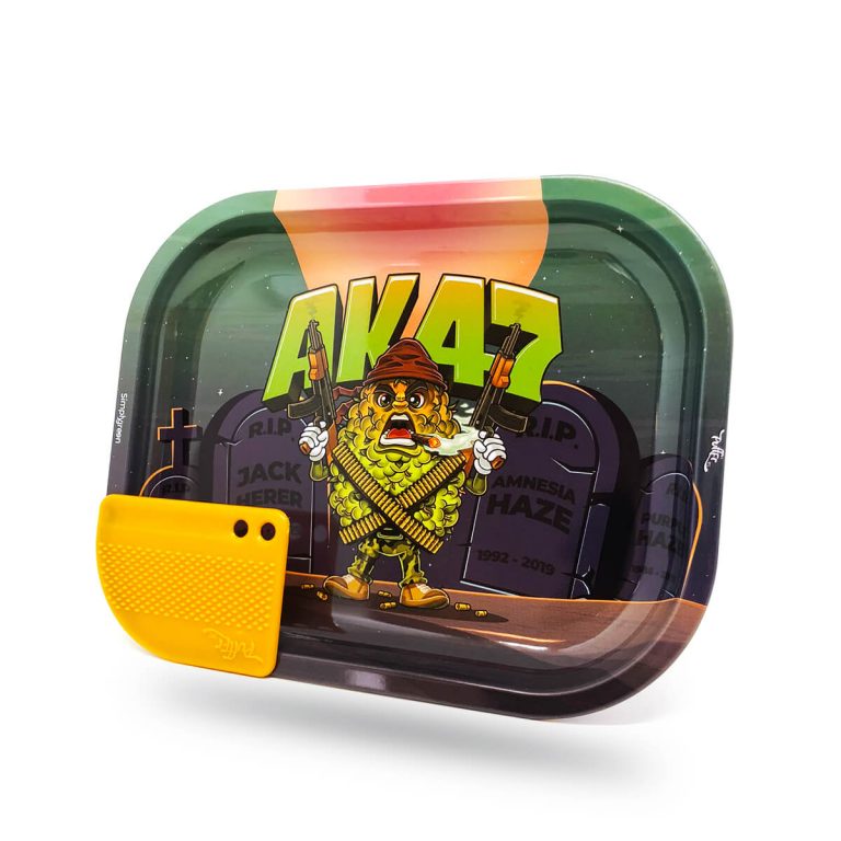 Best Buds Mission AK47 small metal rolling tray with magnetic grinder card 14x18cm Malta