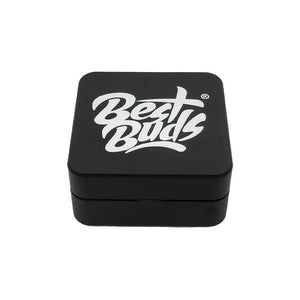 Best Buds Flat Square Aluminium Grinder – Onyx – 2-Part – 50 mm closed