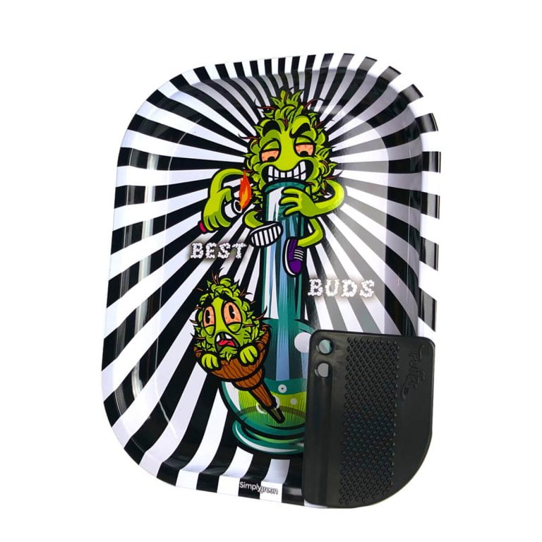 Best Buds Smoke Me small metal rolling tray with magnetic grinder card 14x18cm Malta