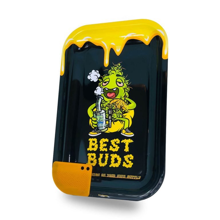 Best Buds Dab large metal rolling tray with magnetic grinder card 27.5cm Malta