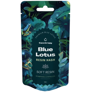 Canntropy Blue Lotus Soft Resin 5g pouch, labelled Nymphaea caerulea