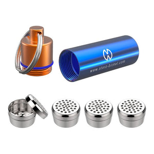 Storz and Bickel capsule caddy open with dosing capsules aluminium storage container