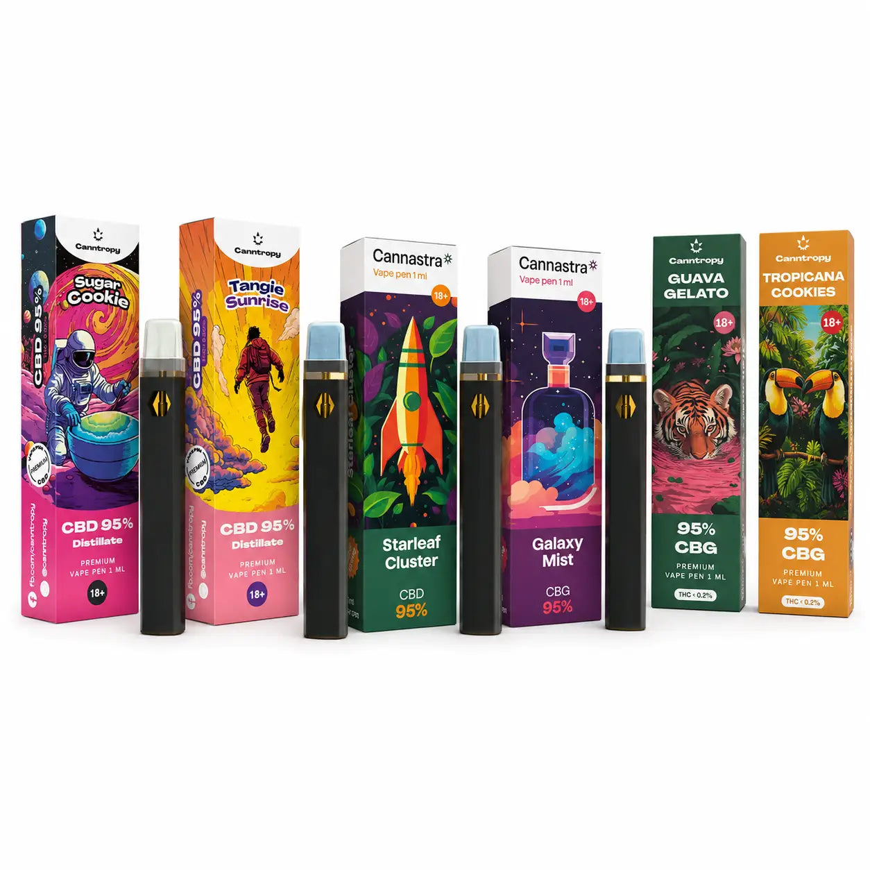 Premium CBD and CBG vape pens including Cannastra and Canntropy cannabinoid vapes available in Malta