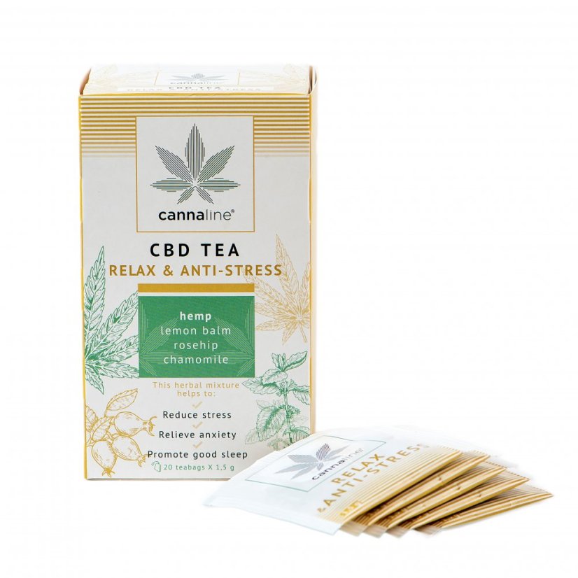 CBD Tea Relax Anti Stress 30g herbal hemp tea with chamomile and lemon balm Cannaline  Malta