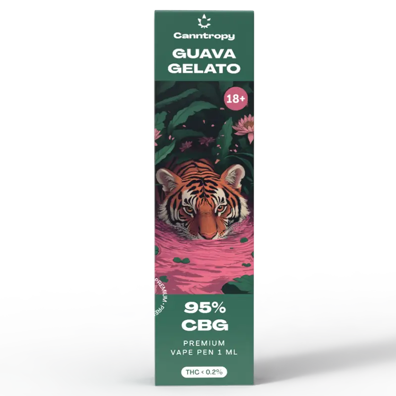 Canntropy Guava Gelato CBG Vape Pen 95 percent CBG disposable vape front packaging