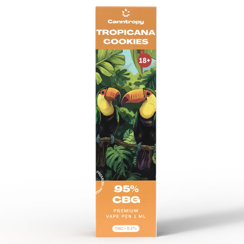 Canntropy Tropicana Cookies CBG Vape Pen 95 percent CBG disposable vape packaging