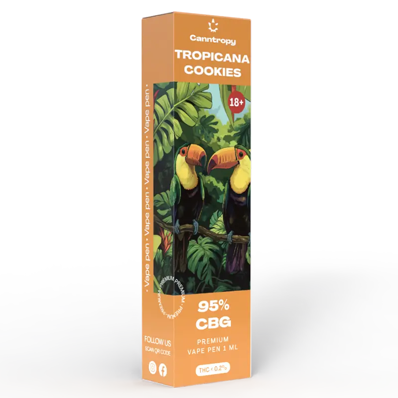 Image 4:
Tropicana Cookies CBG vape pen with premium terpene blend by Canntropy