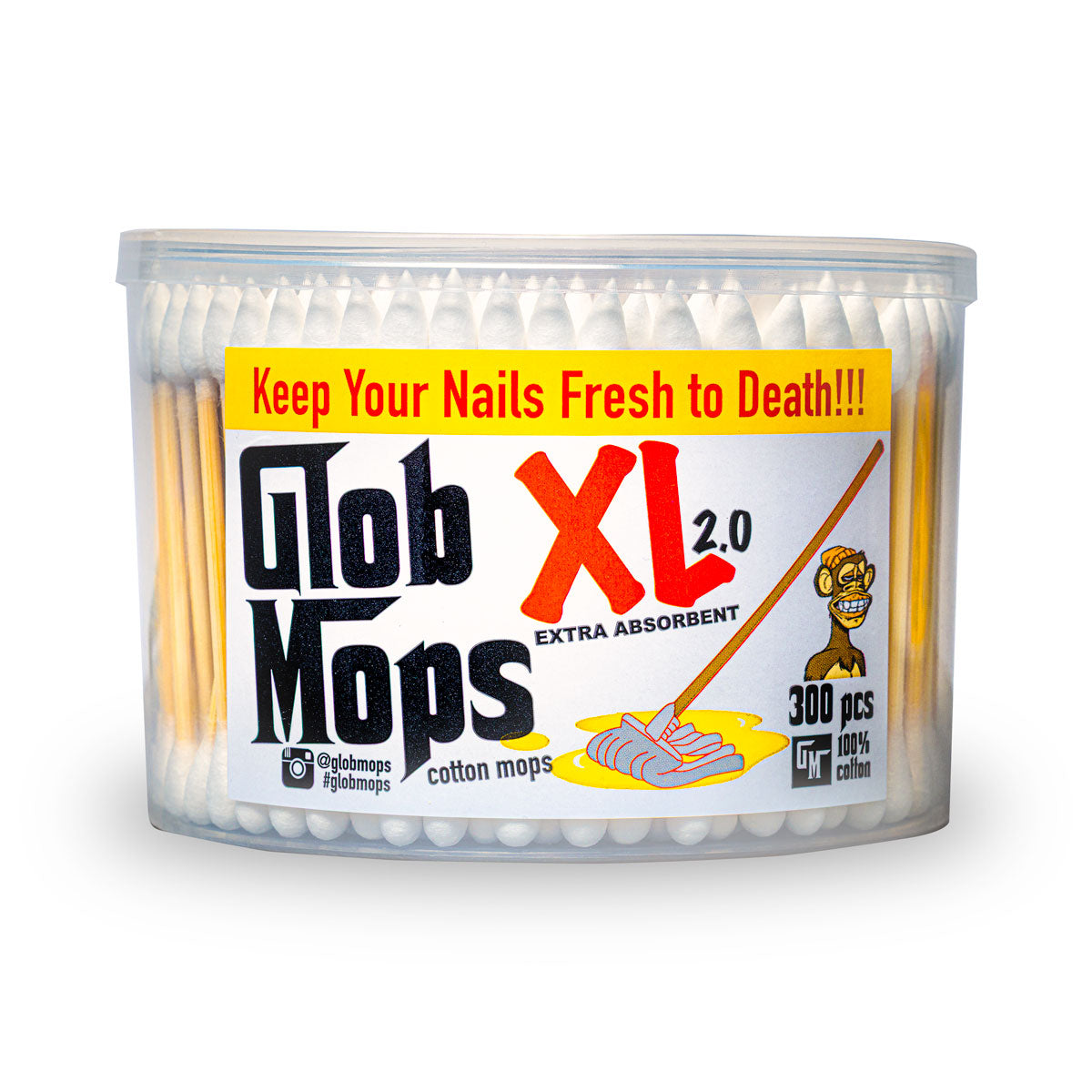 Glob Mops XL 2.0 bamboo cleaning swabs, 300-count tub