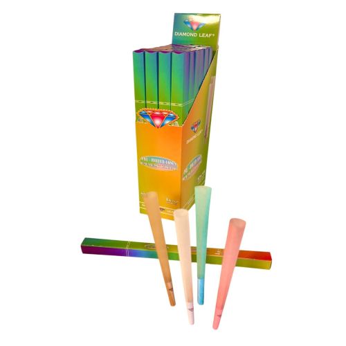 Diamond Leaf 4 Mix Coloured Pre-Rolled Cones Display Box 28 Packs Ready Fill Cones Malta