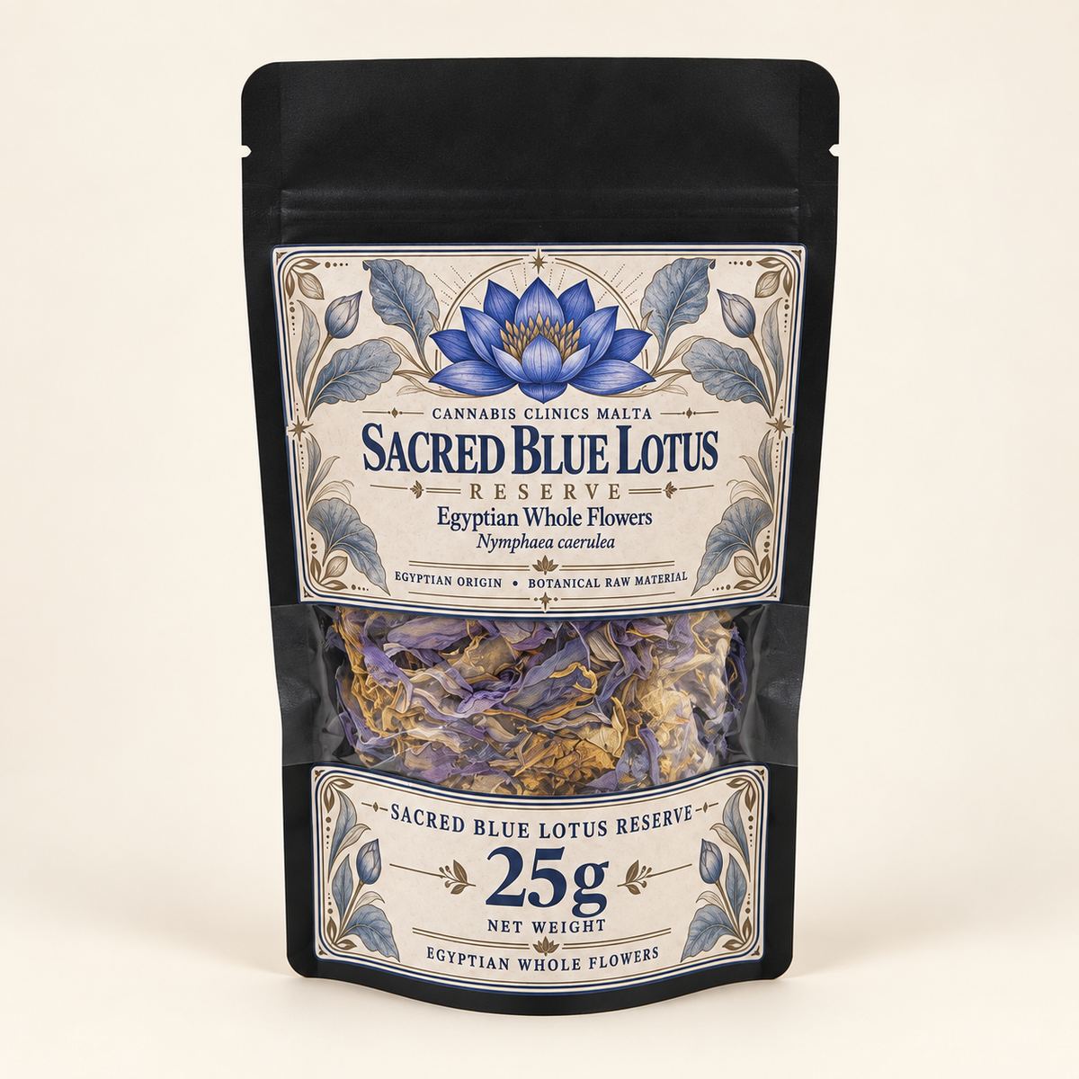 25g Sacred Blue Lotus Reserve Egyptian whole flowers pouch