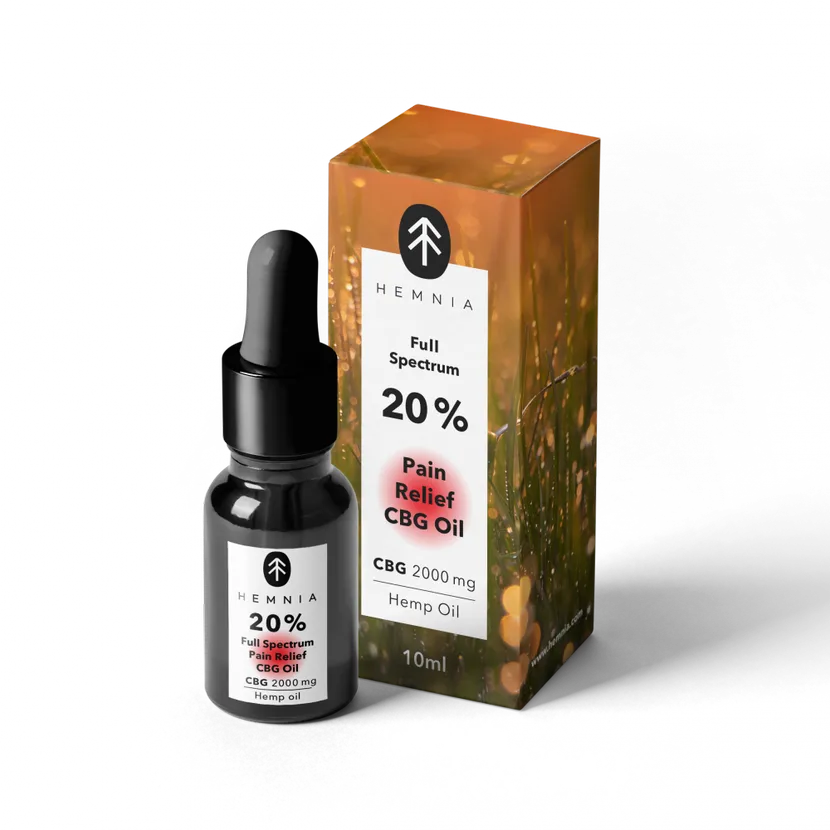Hemnia Full Spectrum Pain Relief CBG Oil 20% – 2000 mg CBG + 5% CBD (10 ml) Malta