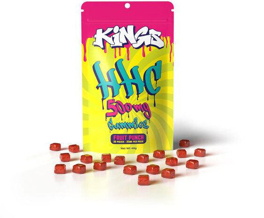 Kings 500mg HHC Gummies - Fruit Punch - 20 Gummies - 25mg each