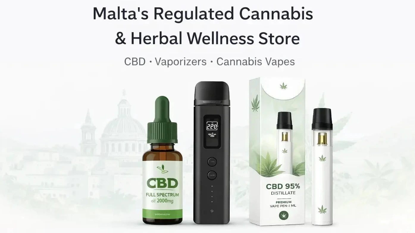 Malta regulated cannabis and CBD store offering lab-tested CBD oil, dry herb vaporizers and premium cannabis vapes