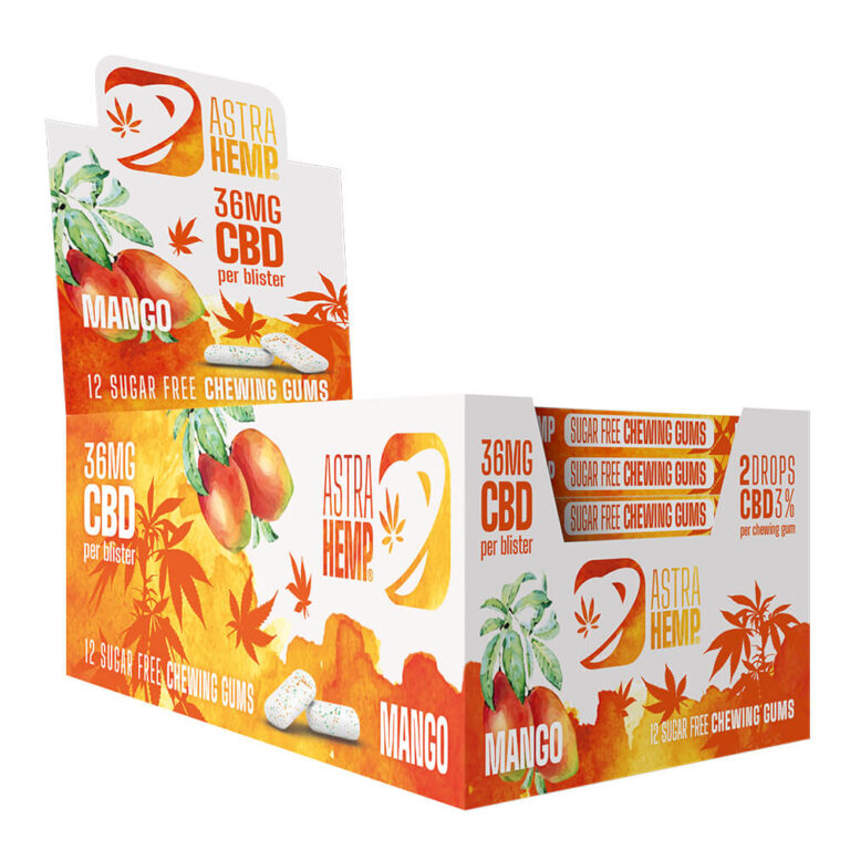 Astra Hemp Mango CBD Chewing Gum retail display