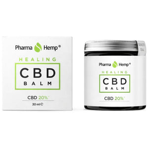 Pharma Hemp 20 percent CBD healing balm 30ml jar with retail box packaging
