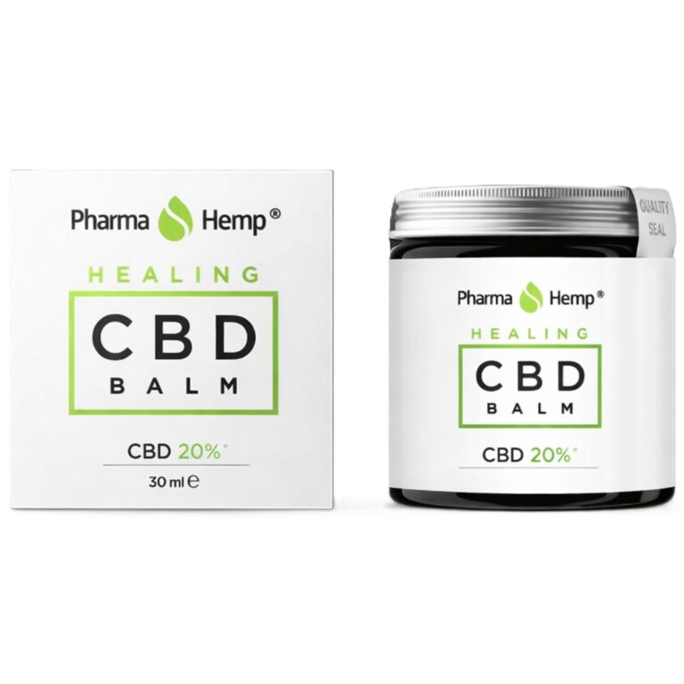 Pharma Hemp 20 percent CBD healing balm 30ml jar with retail box packaging