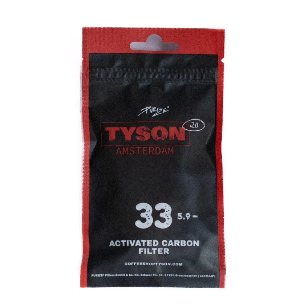 Tyson 2.0 x PURIZE Xtra Slim Carbon Filters (33 pcs) | Malta