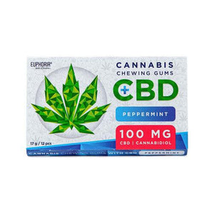 Euphoria CBD Chewing gum 12pcs - CBD 100mg - Peppermint - D Vape Store